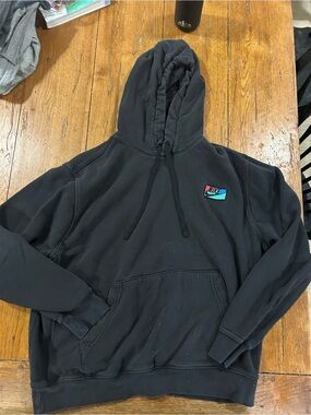 Nike Black Hoodie with Small Multicolor Nike Patch